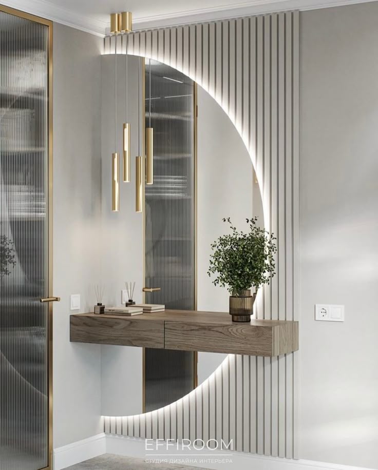 D-Shaped LED Backlit Wall Mirror