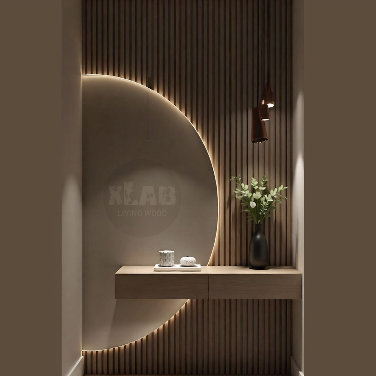D-Shaped LED Backlit Wall Mirror