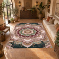 Blush Pink Lotus Mandala printed area rug