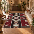Red and Black Southwestern Kilim printed area rug