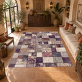 Purple Vintage Tile Patchwork printed area rug