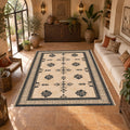 Cream Minimalist Bordered Classic printed area rug