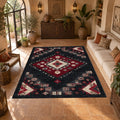 Black and Red Geometric Diamond Kilim printed area rug