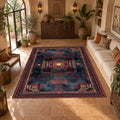 Charcoal and Burgundy Tribal Medallion printed area rug