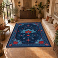Navy and Red Tree of Life printed area rug