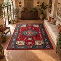 Red Traditional Tribal Medallion printed area rug