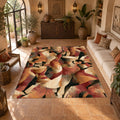 Terracotta Cubist Abstract printed area rug