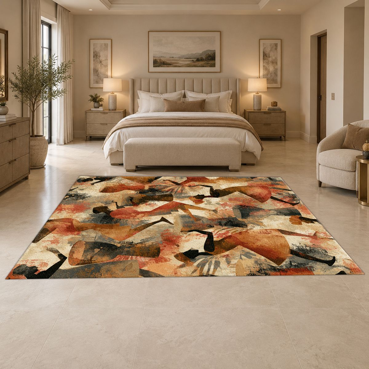 African Dancers Abstract Collage printed area rug