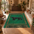 Emerald Black Panther Art Deco printed area rug