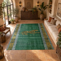 Green Running Cheetah Border printed area rug