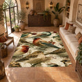 Cream Vintage Songbird Pattern printed area rug