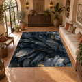 Midnight Raven Feathers printed area rug