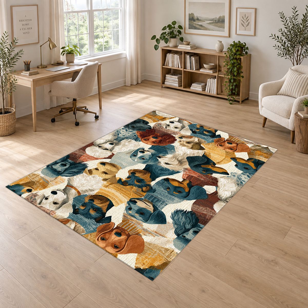 Dog Breeds Collage printed area rug