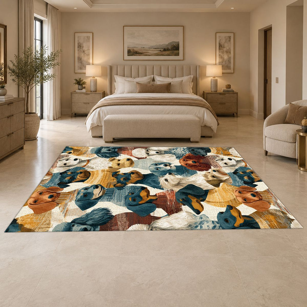Dog Breeds Collage printed area rug