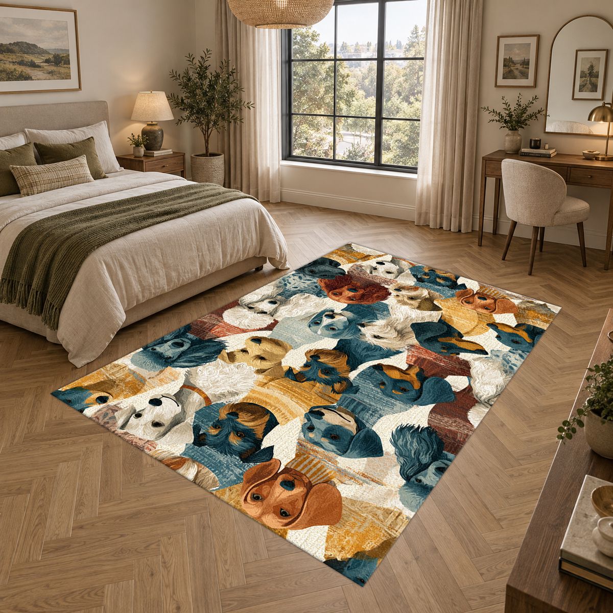 Dog Breeds Collage printed area rug