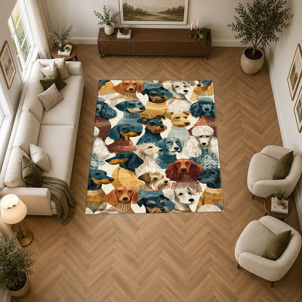 Dog Breeds Collage printed area rug