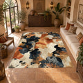 Rust and Cream Abstract Cowhide printed area rug