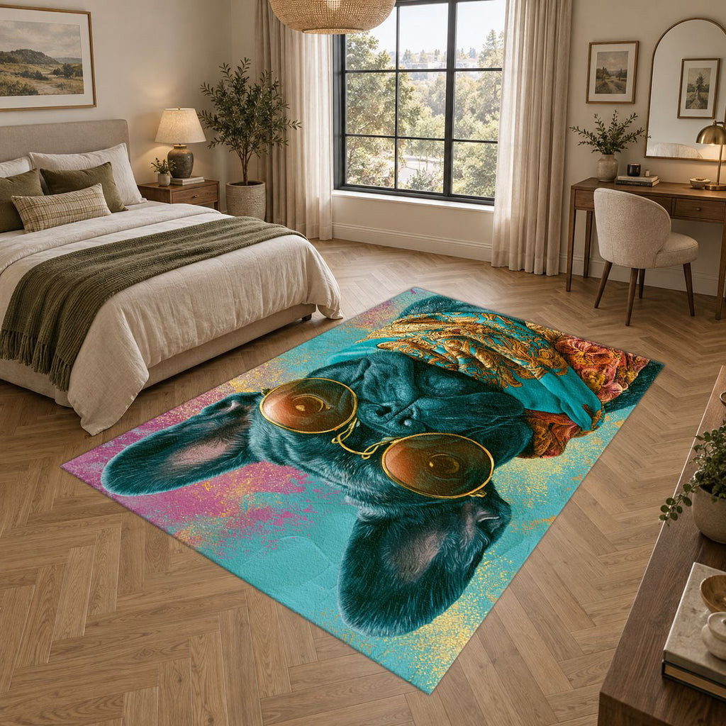 French Bulldog in Sunglasses printed area rug