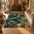 Teal Octopus Tentacle Swirl printed area rug
