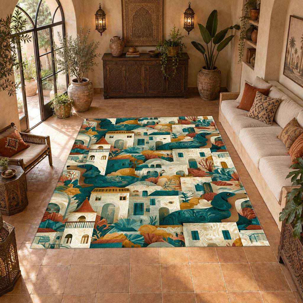 Mediterranean Village Pattern printed area rug