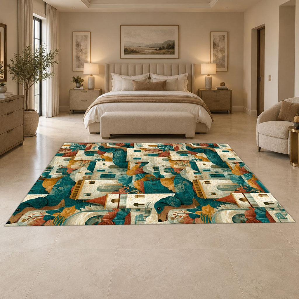 Mediterranean Village Pattern printed area rug