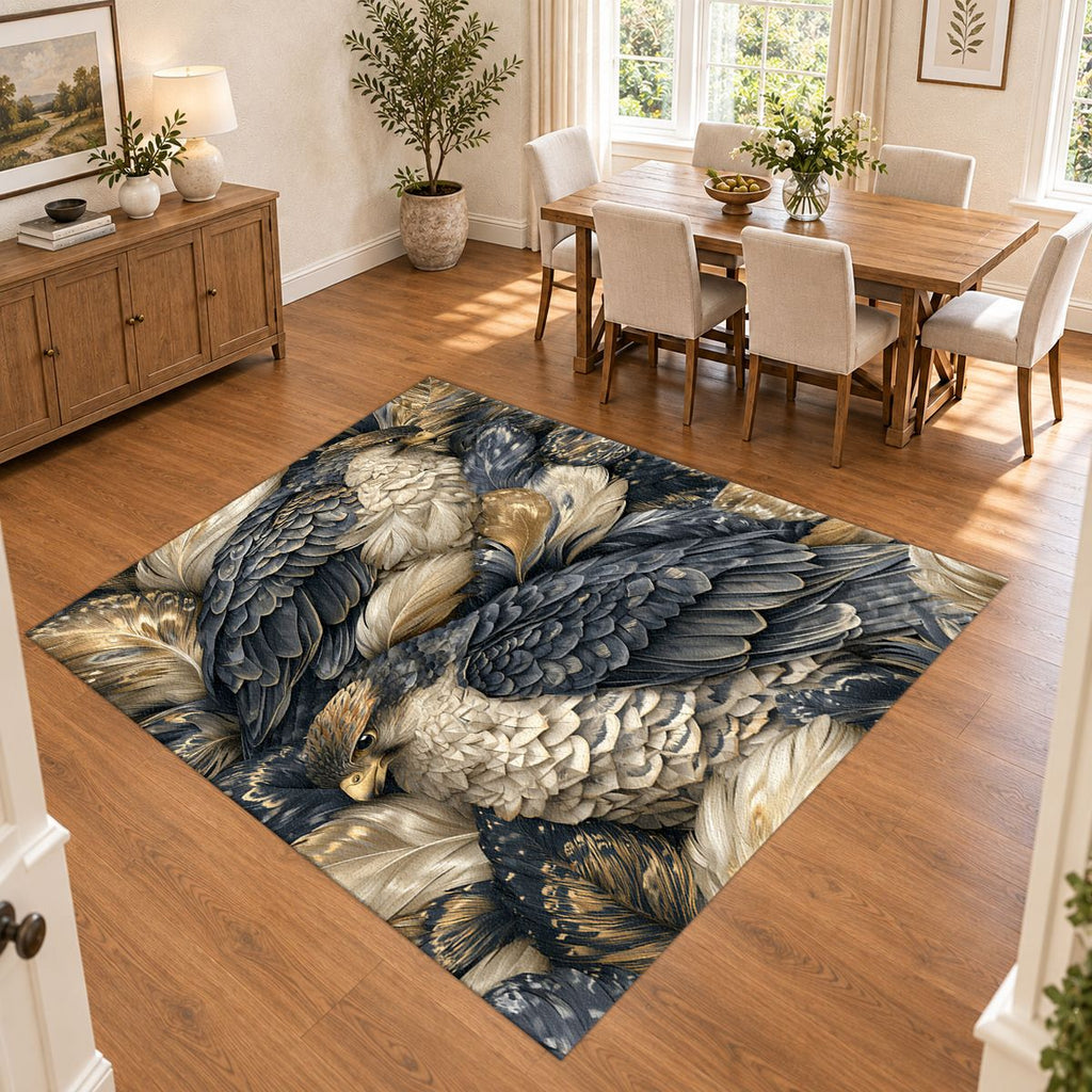 Gray Eagles Feather Pattern printed area rug