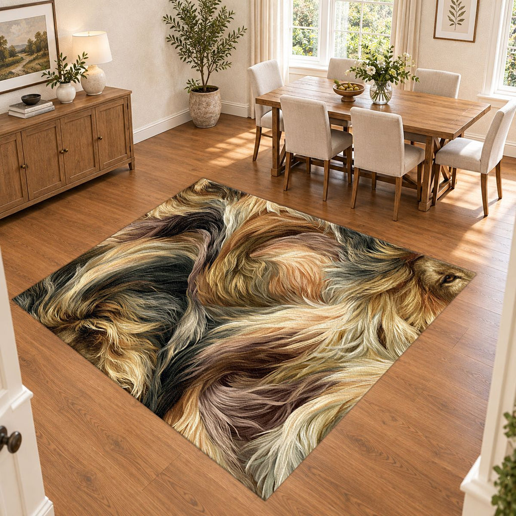 Golden Brown Faux Fur Swirl printed area rug
