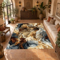 Cream and Black Fur Swirl printed area rug