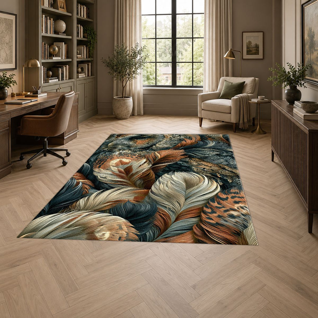Mixed Feathers Earth Tone printed area rug