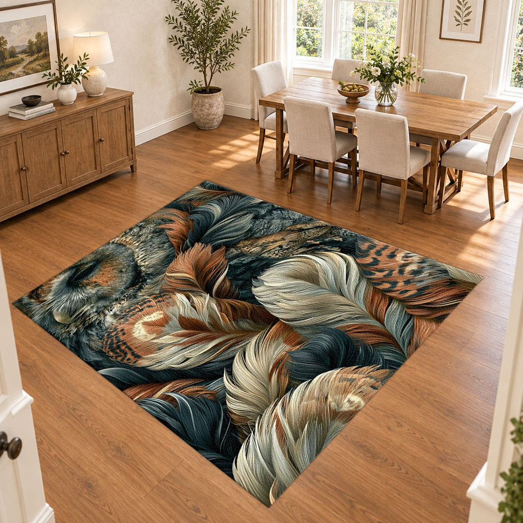 Mixed Feathers Earth Tone printed area rug