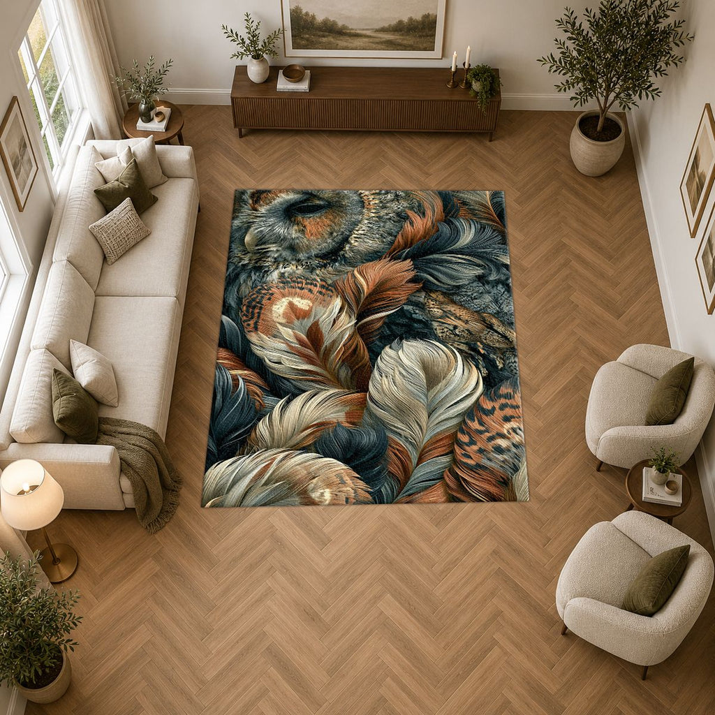 Mixed Feathers Earth Tone printed area rug