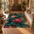 Hidden Tiger Rose Jungle printed area rug
