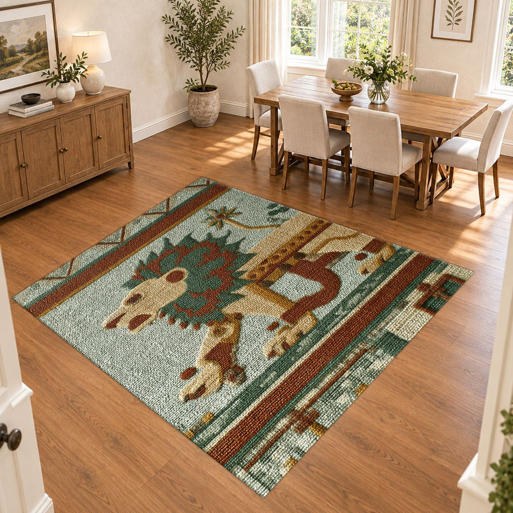 Ancient Lion Mosaic printed area rug
