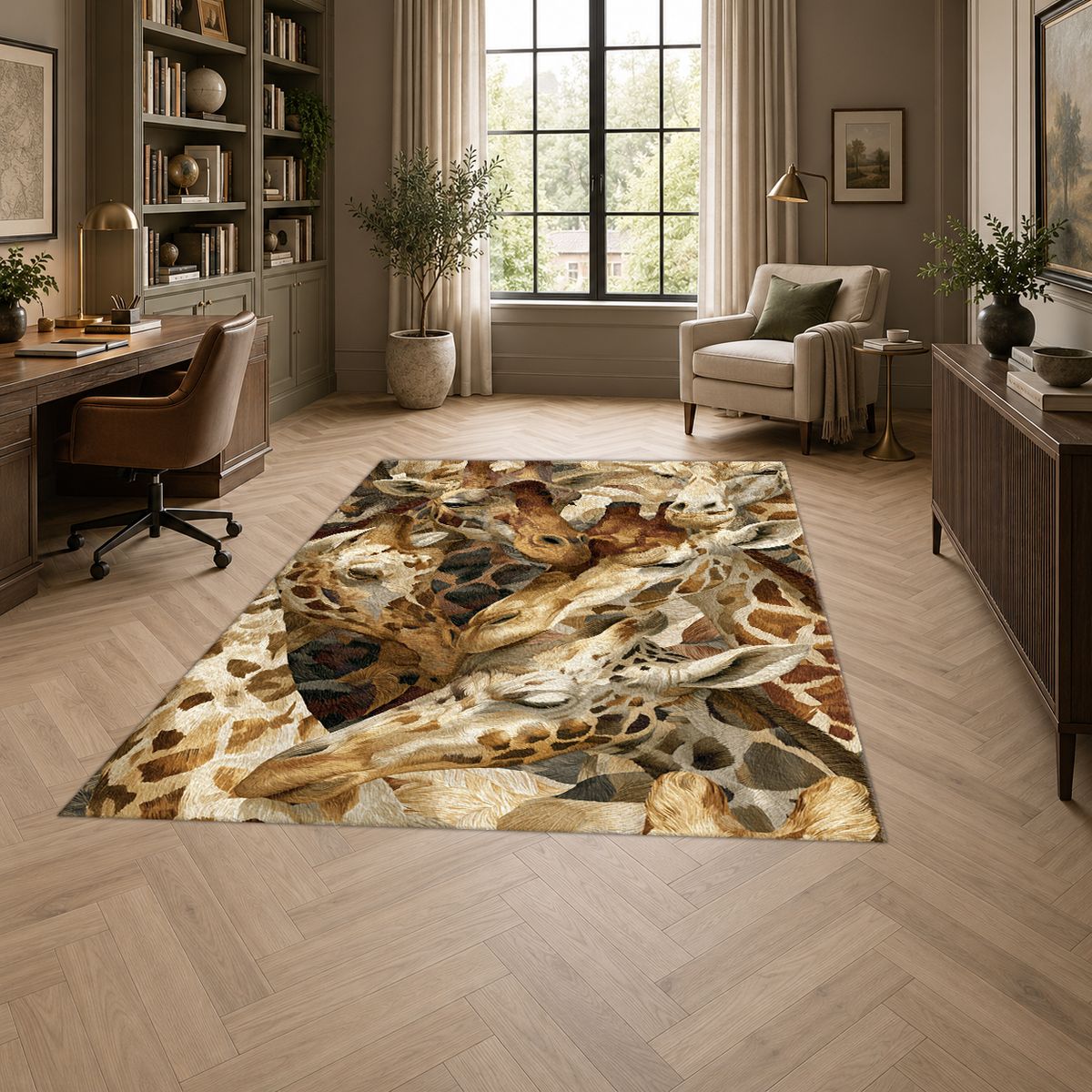 Giraffe Pattern Collage printed area rug