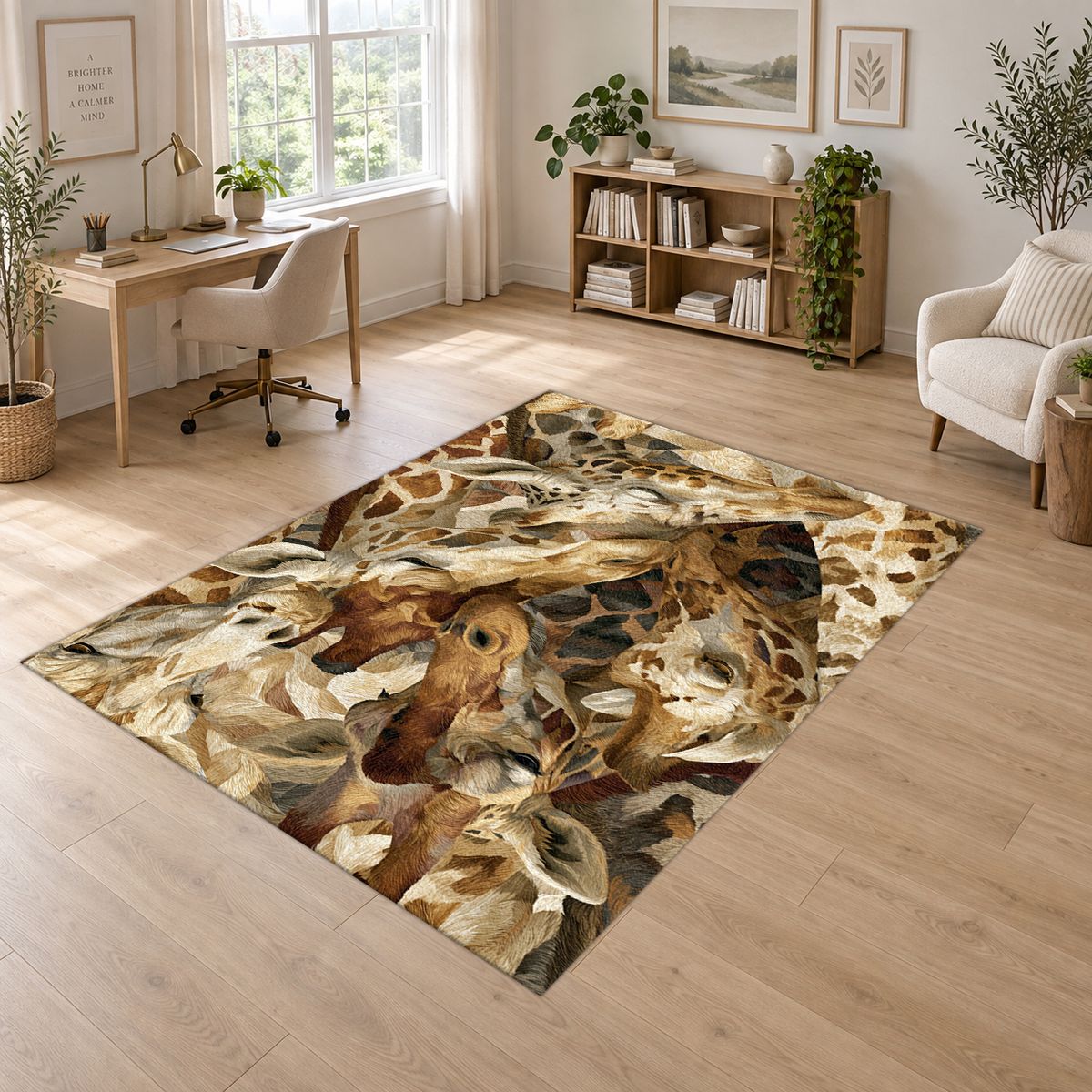Giraffe Pattern Collage printed area rug