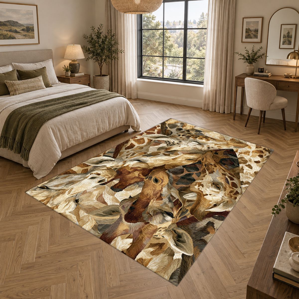 Giraffe Pattern Collage printed area rug
