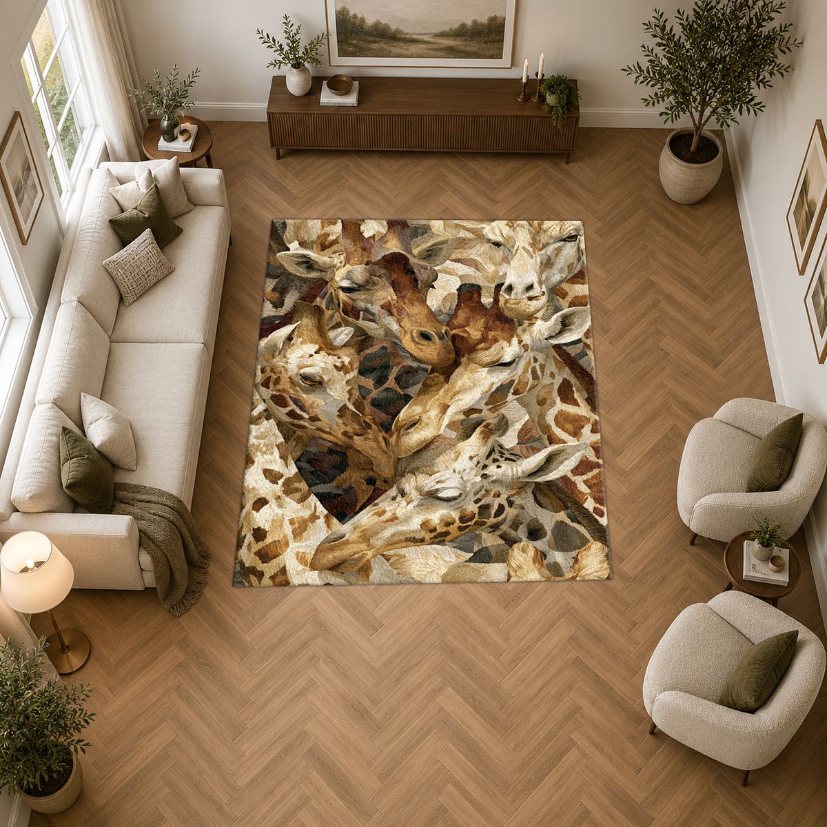 Giraffe Pattern Collage printed area rug
