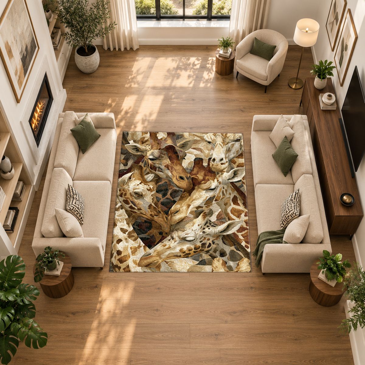 Giraffe Pattern Collage printed area rug