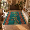 Teal Seahorse Striped Runner printed area rug