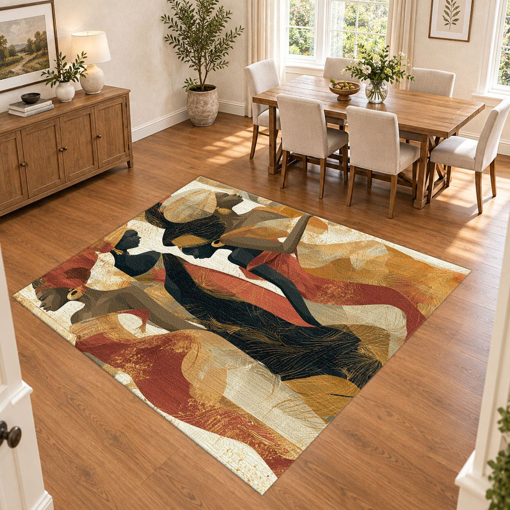 Elegant Women Silhouettes Abstract printed area rug