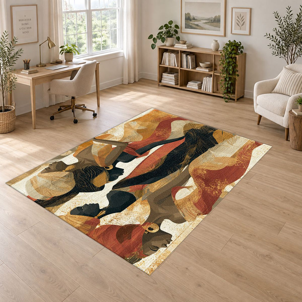 Elegant Women Silhouettes Abstract printed area rug