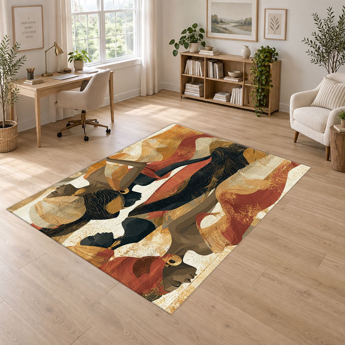 Elegant Women Silhouettes Abstract printed area rug