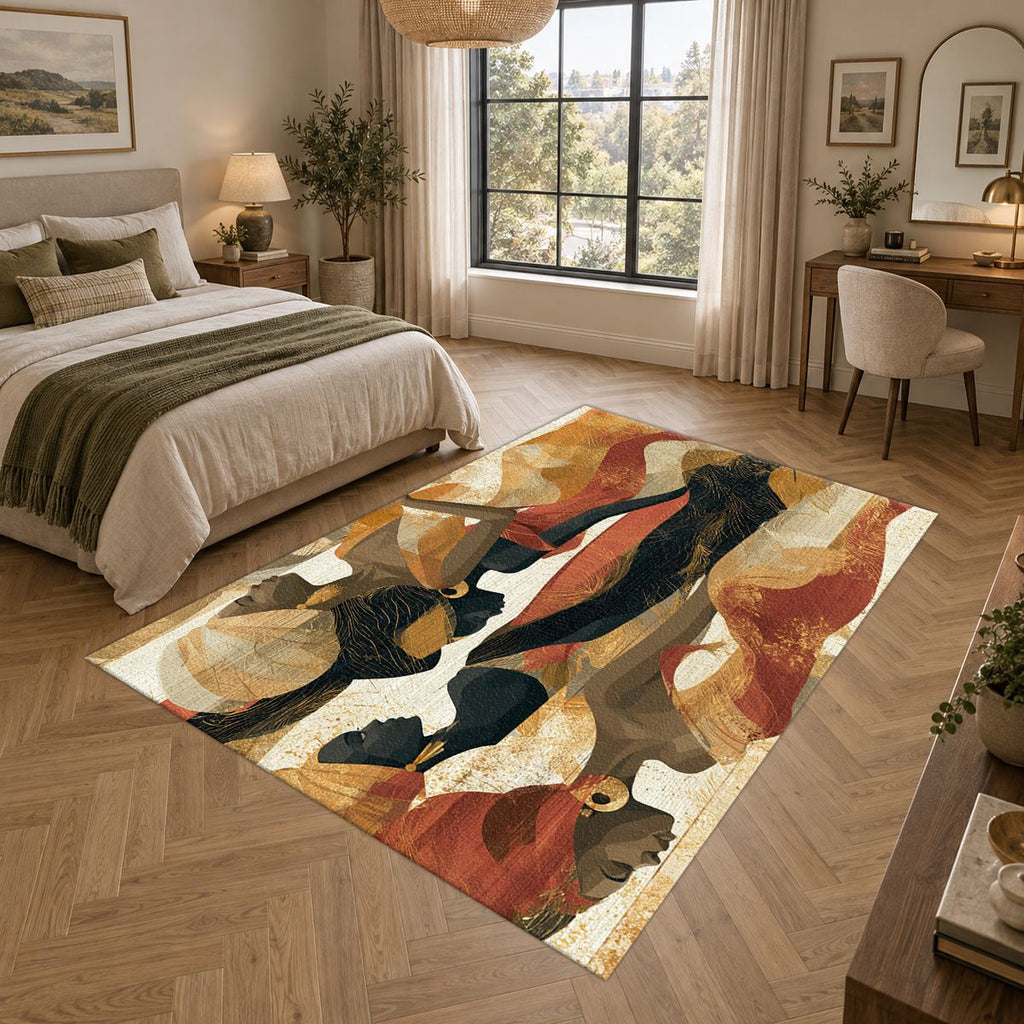 Elegant Women Silhouettes Abstract printed area rug