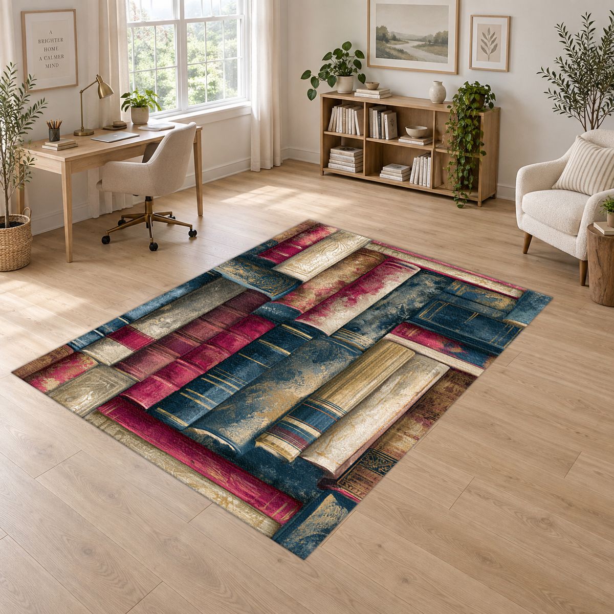 Library Books Pattern printed area rug