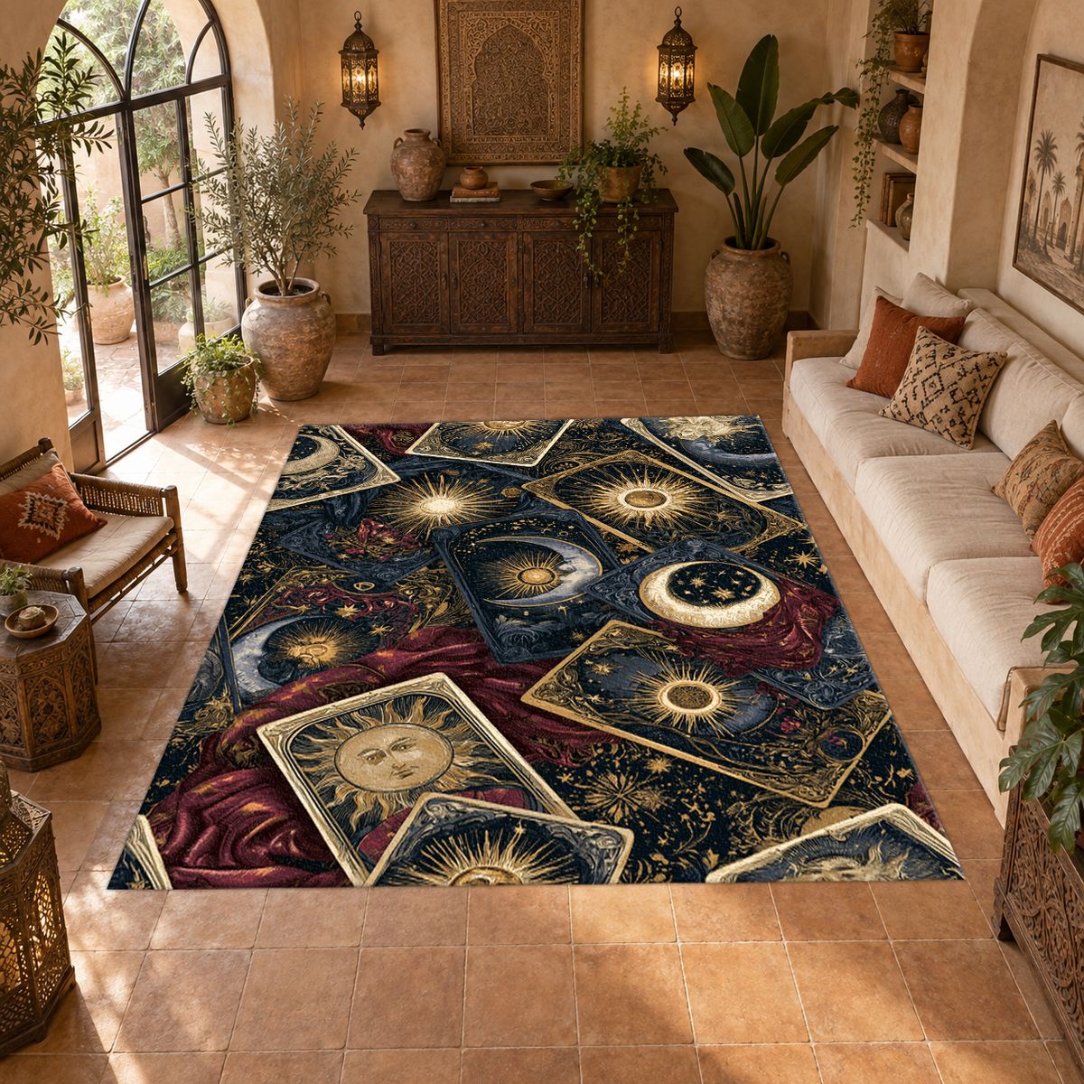 Celestial Tarot Cards printed area rug