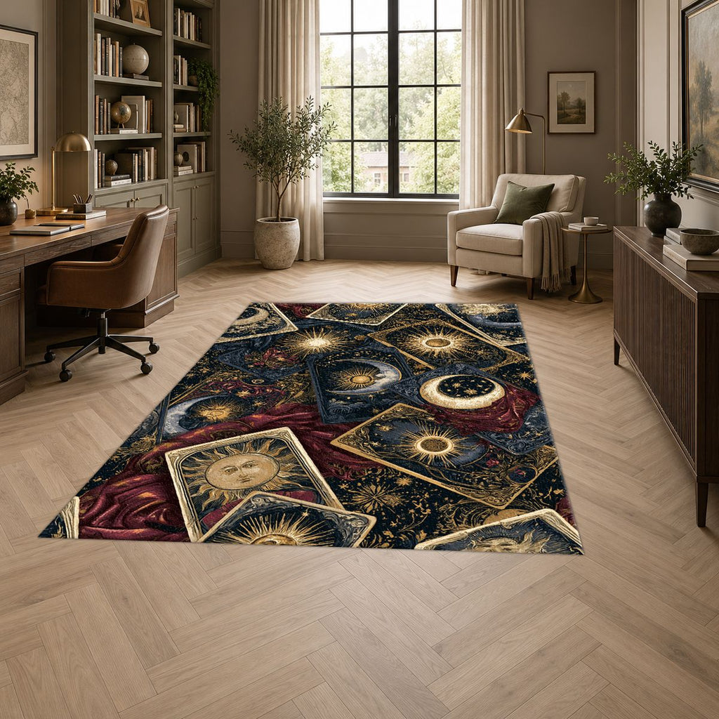 Celestial Tarot Cards printed area rug