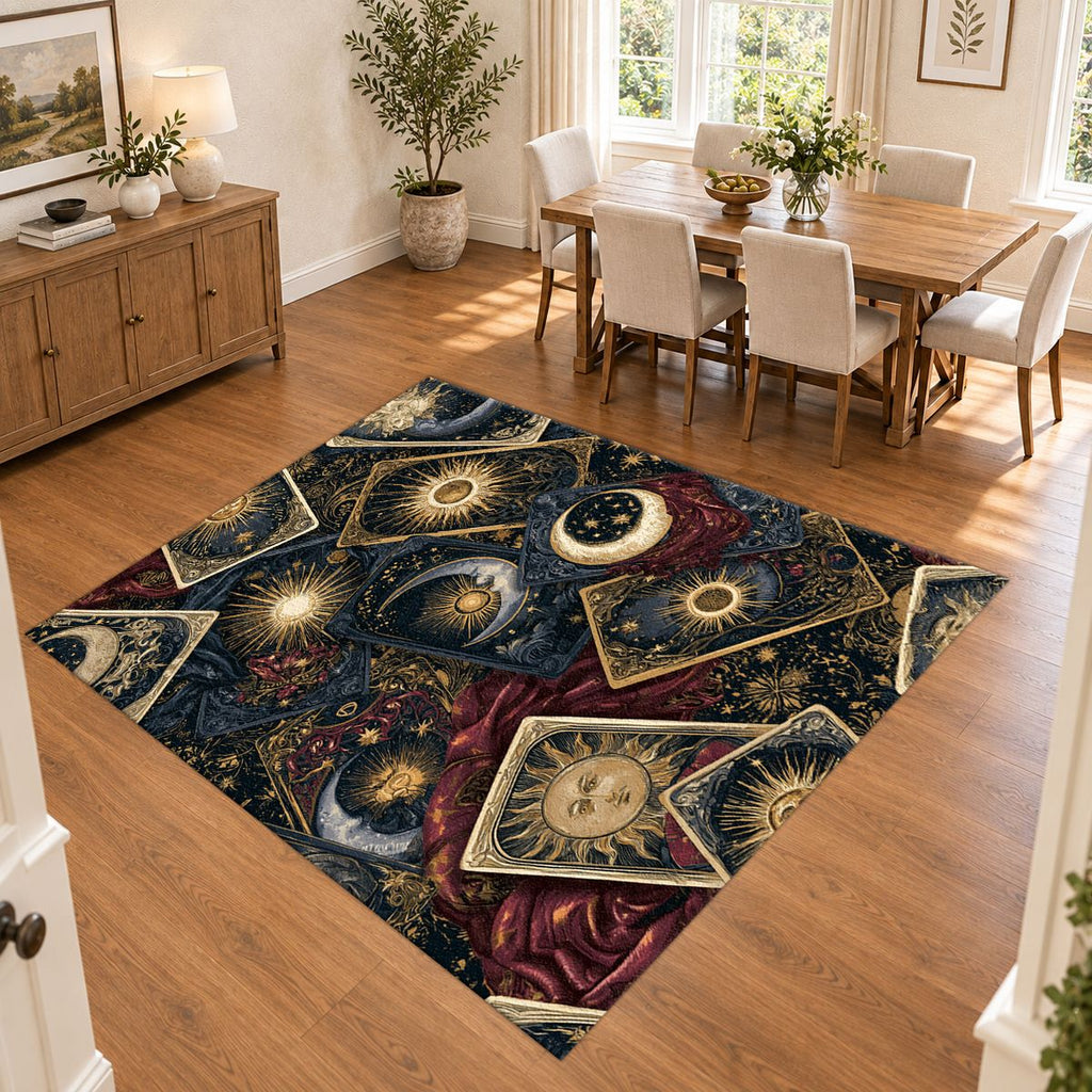 Celestial Tarot Cards printed area rug