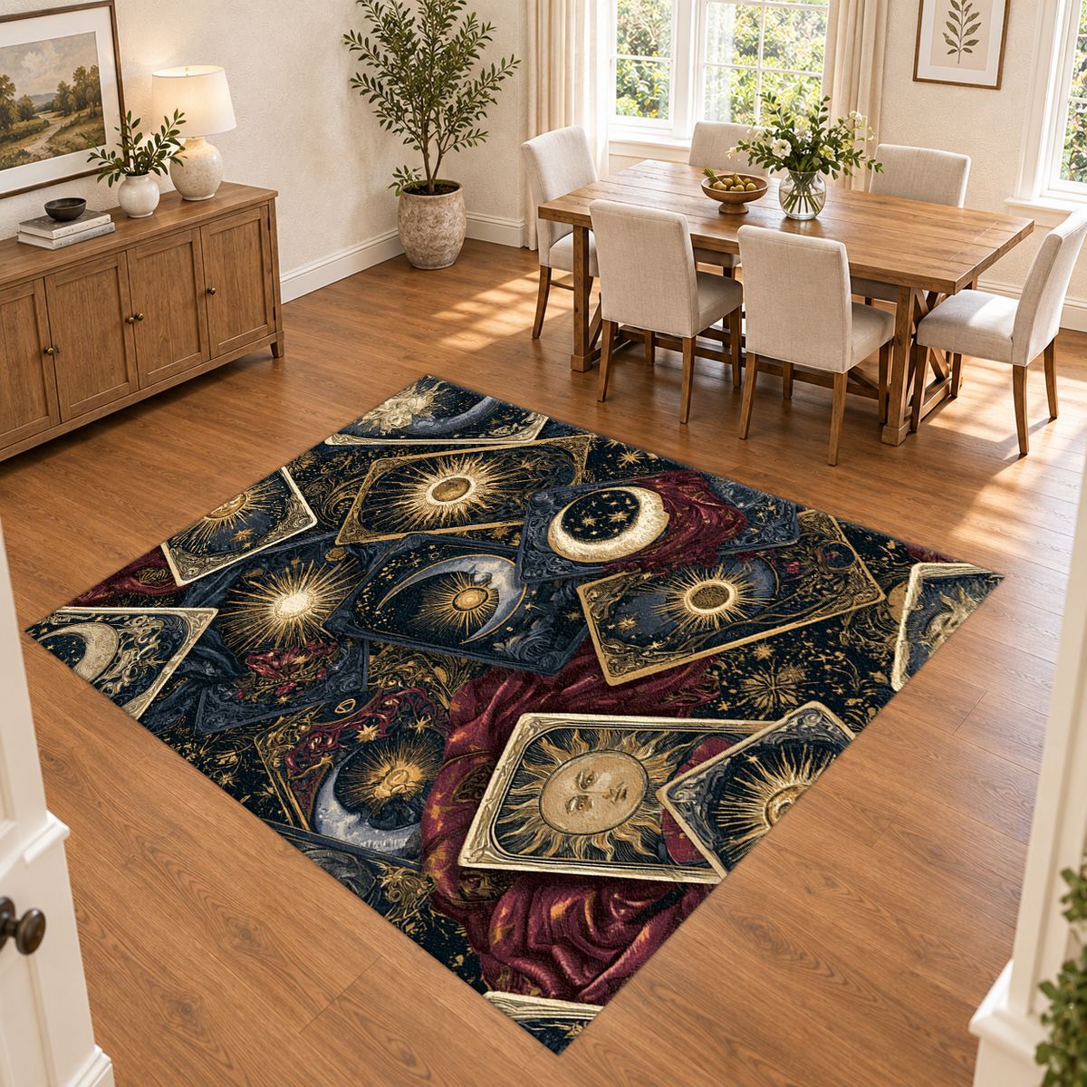 Celestial Tarot Cards printed area rug