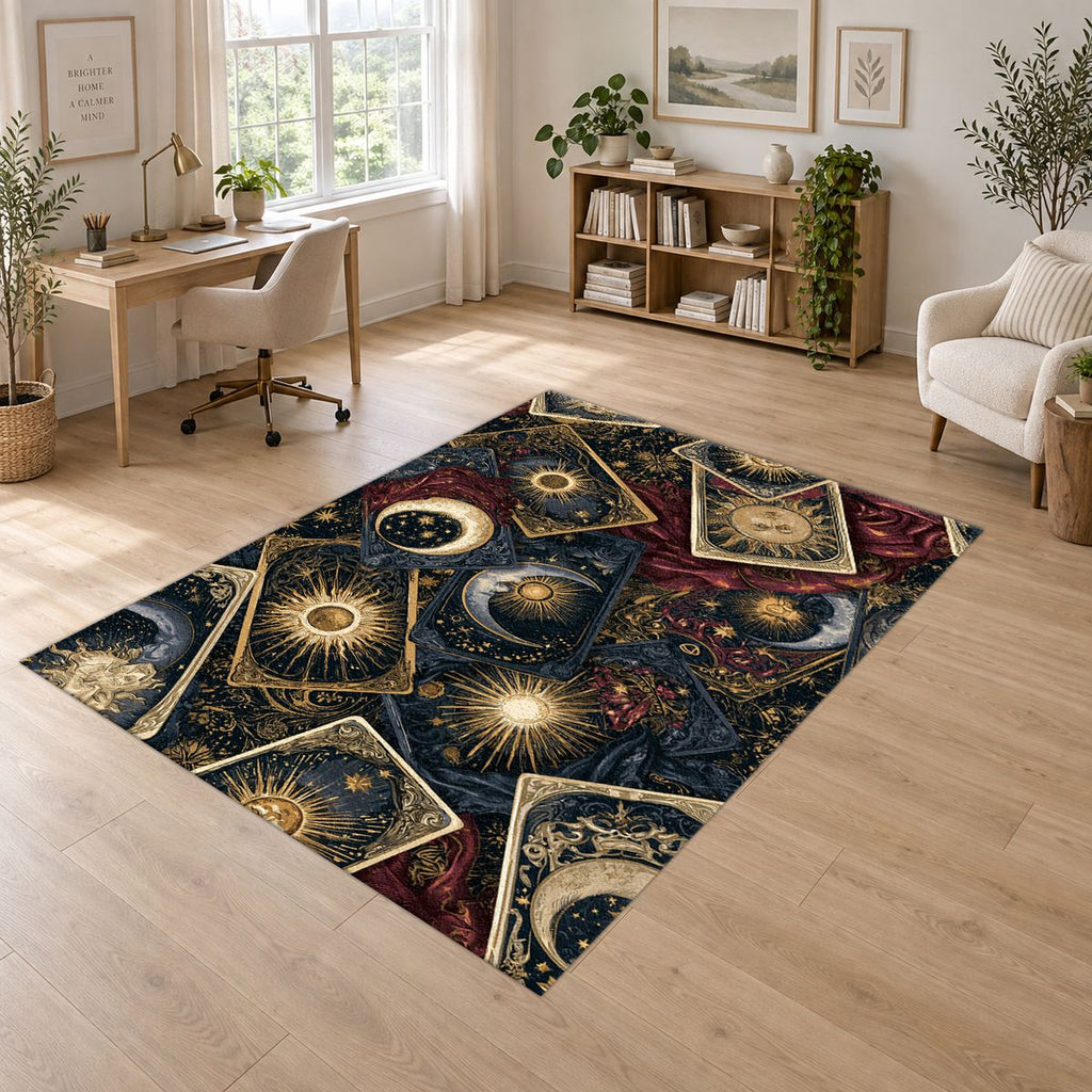 Celestial Tarot Cards printed area rug