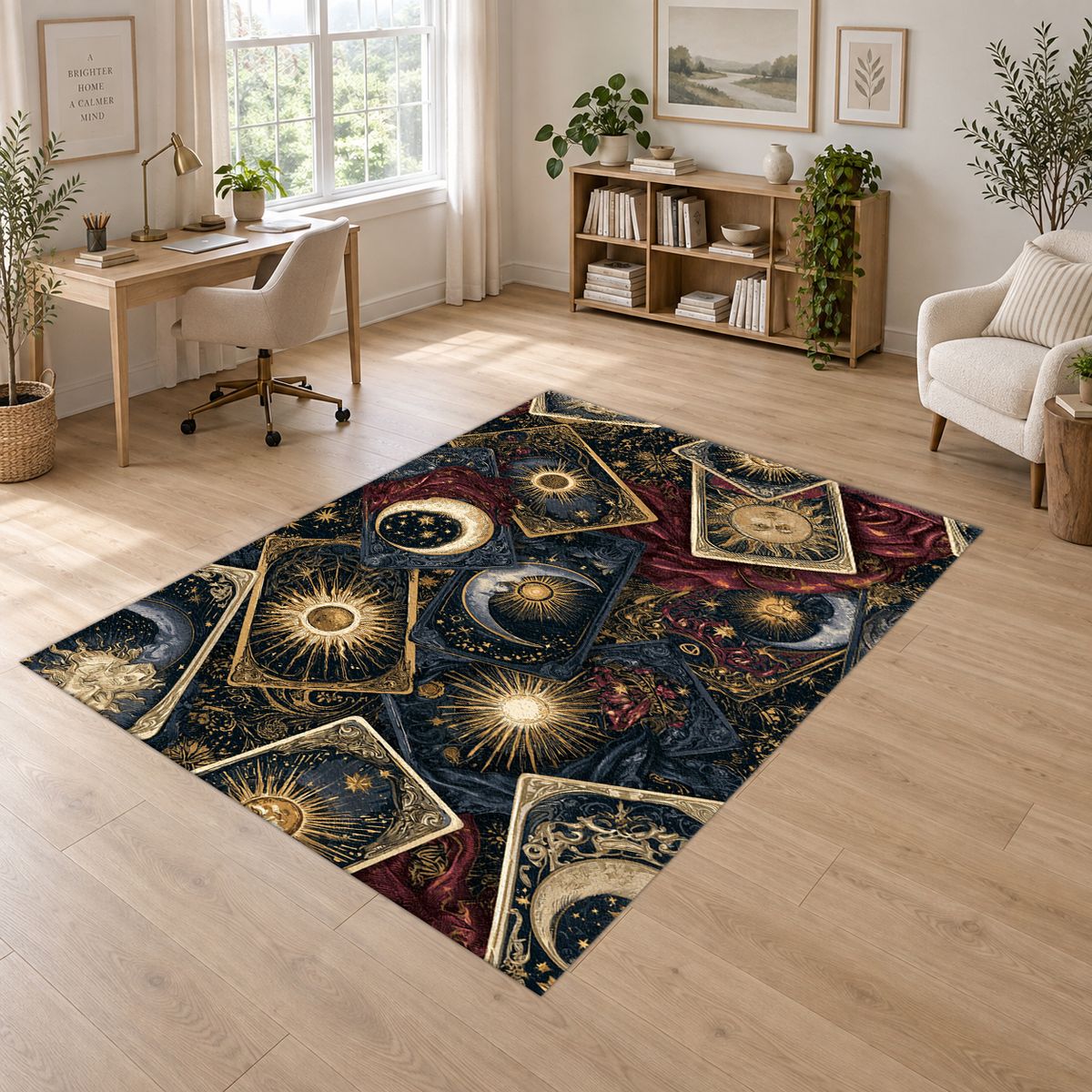Celestial Tarot Cards printed area rug